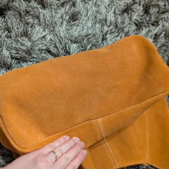 Claudia Firenze Genuine Italian Suede Orange Leather Tote Bag NWT - Picture 9 of 12